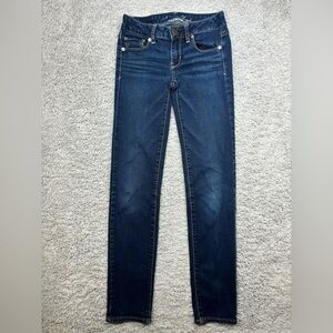 American Eagle Jeans Womens 0 Short Skinny Super Stretch Dark Wash Casual Basic